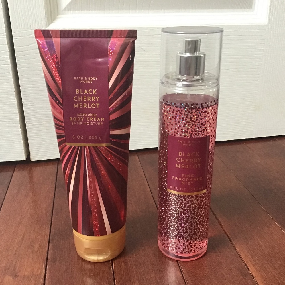 Used Black Cherry Merlot Bath & Body Works Set